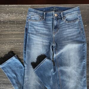 Women's Blue Jeans with Black Fringe